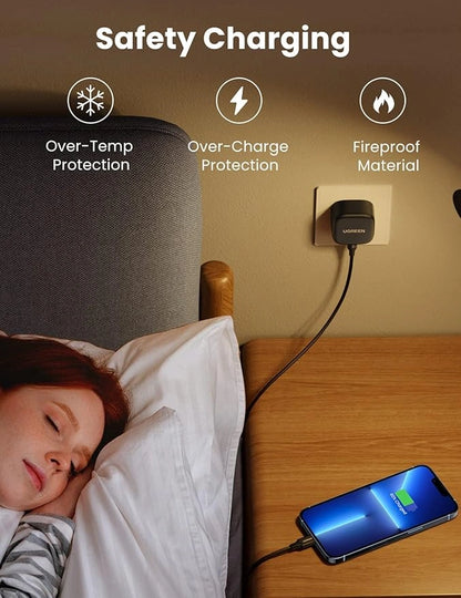 UGREEN 25W Type-C PD UK Pin Fast Charger + Type-C to C 2m cable