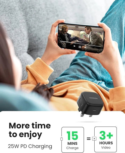 UGREEN 25W Type-C PD UK Pin Fast Charger + Type-C to C 2m cable