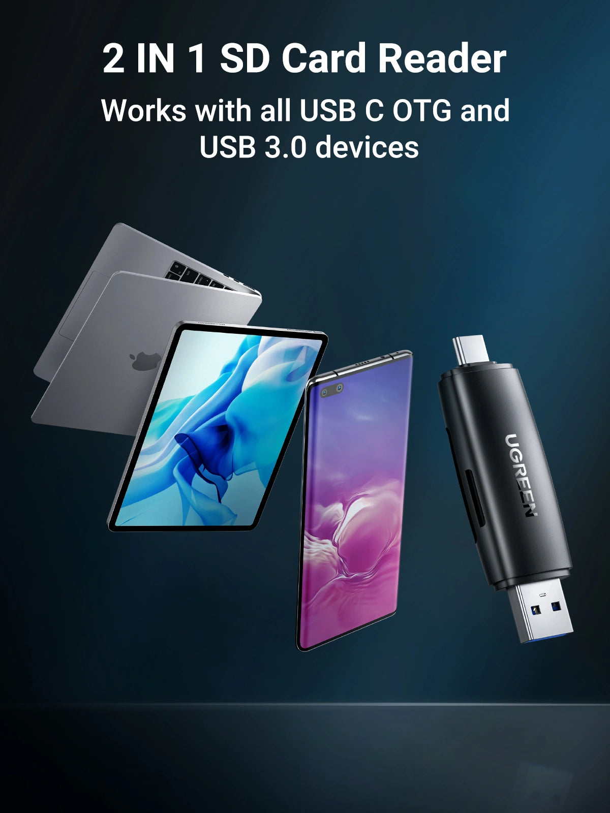 UGREEN 3.0 TF/SD Type-C and USB Multifunction Card Reader – CM304 – 80191