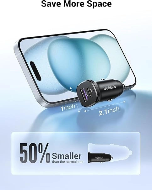 UGREEN 30W Type-C + USB Dual Port Car Charger – EC305 – 25845