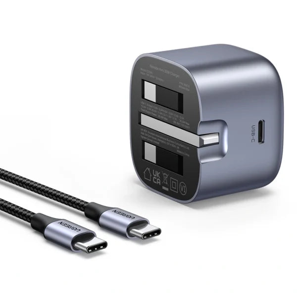 UGREEN 30W USB-C Nexode GaN PD Fast Charger UK with Type-C to Type-C Cable – CD305 - 25114