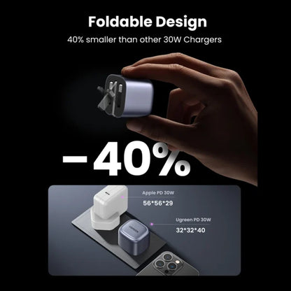 UGREEN 30W USB-C Nexode GaN PD Fast Charger UK with Type-C to Type-C Cable – CD305 - 25114