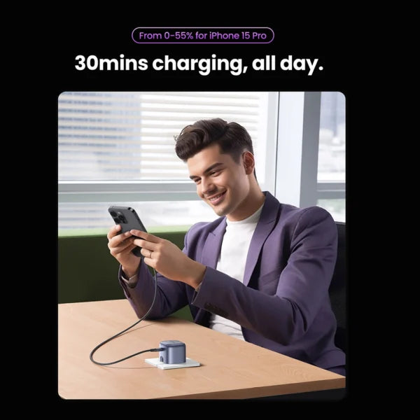 UGREEN 30W USB-C Nexode GaN PD Fast Charger UK with Type-C to Type-C Cable – CD305 - 25114