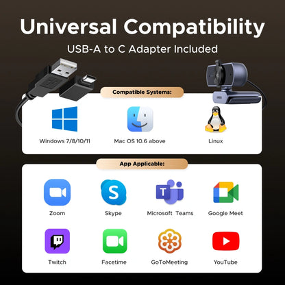 UGREEN 4K 30Hz USB Webcam with USB to Type -C Adapter – CM831 - 65381