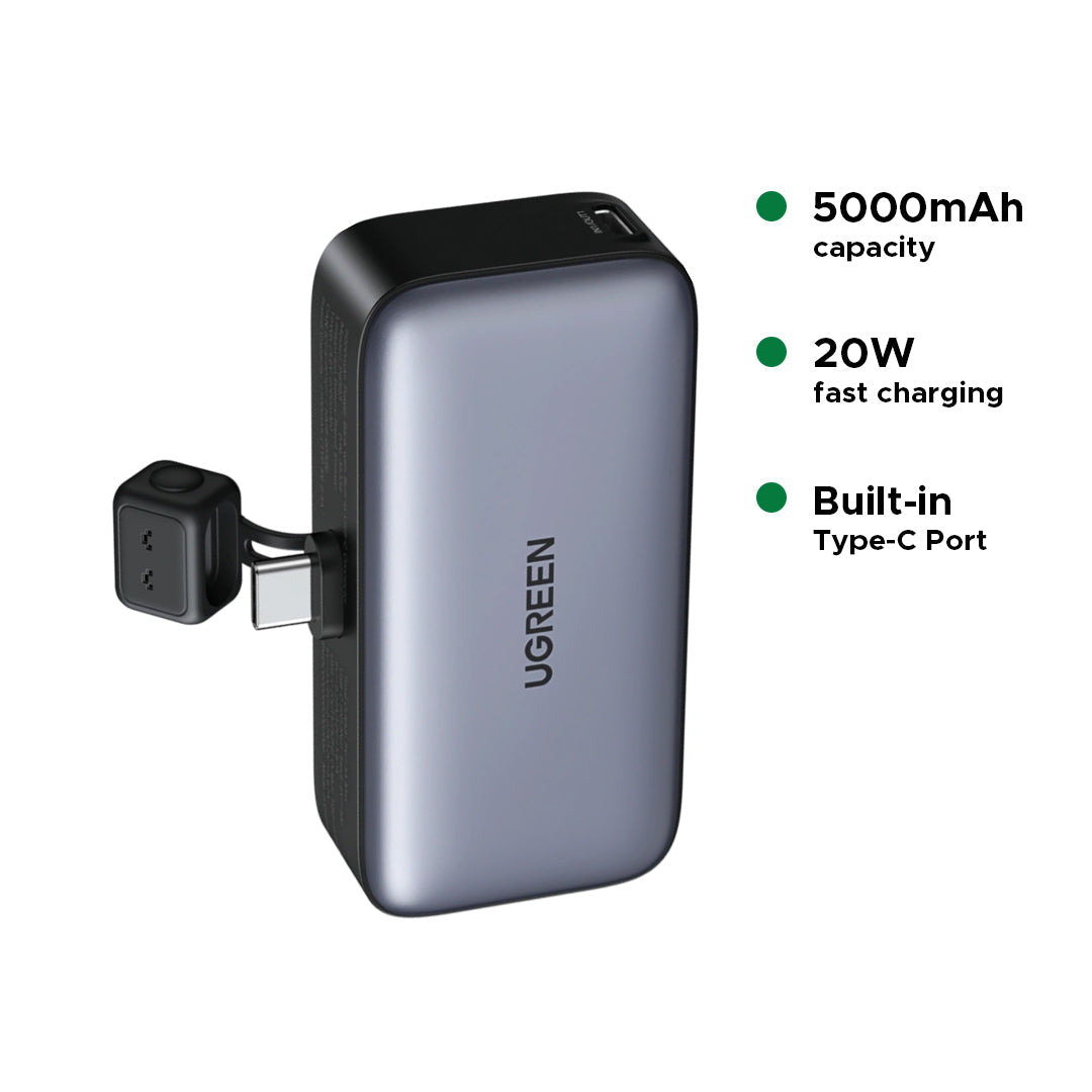 UGREEN 5000mAh 20W Power Bank with Built-in USB-C Connector – PB503 – 35338