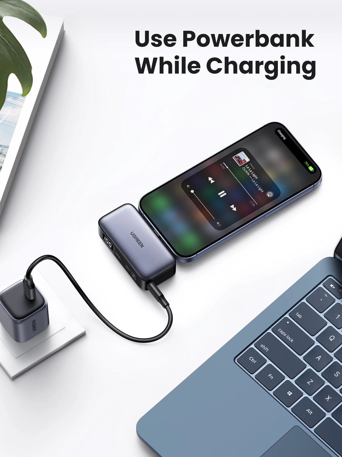 UGREEN 5000mAh 20W Power Bank with Built-in USB-C Connector – PB503 – 35338