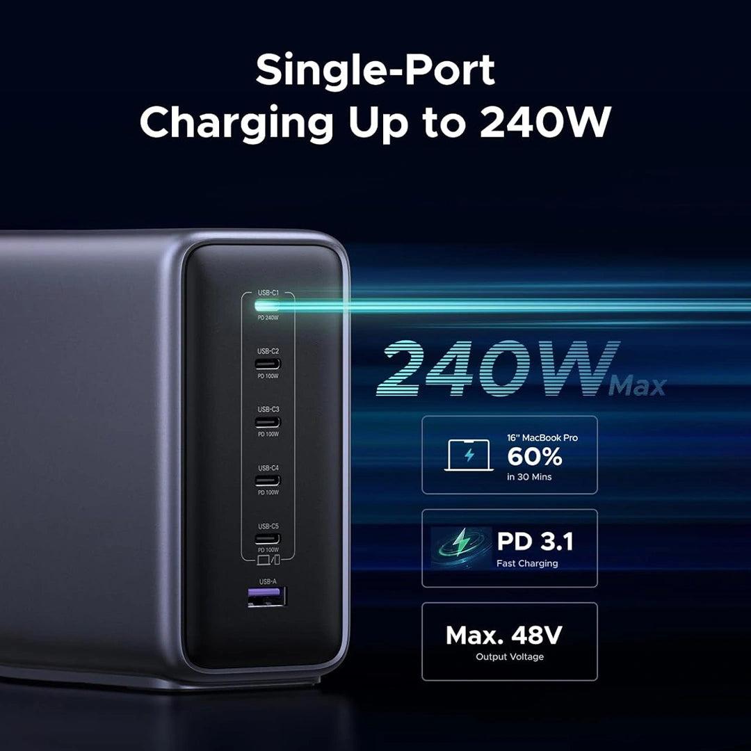 UGREEN 500W 6-Port Nexode GaN Desktop Fast Charger – X759 – 55551B