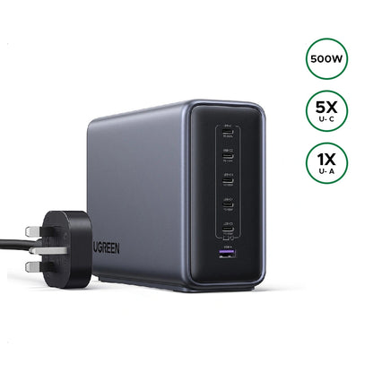 UGREEN 500W 6-Port Nexode GaN Desktop Fast Charger – X759 – 55551B