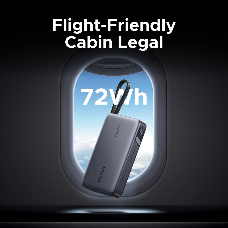 UGREEN 20000mAh 67W Power Bank with Built-in Type – C Cable – PB550 - 55996B