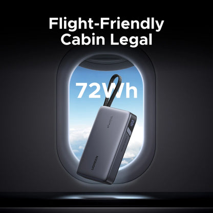 UGREEN 20000mAh 67W Power Bank with Built-in Type – C Cable – PB550 - 55996B