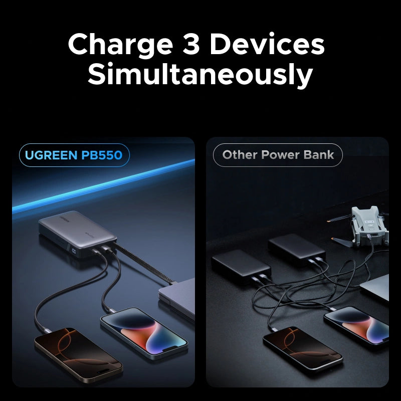 UGREEN 20000mAh 67W Power Bank with Built-in Type – C Cable – PB550 - 55996B