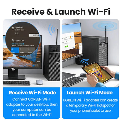 UGREEN AC650 High-Gain Dual Band Wireless USB Wi-Fi Adapter – CM496 – 90339