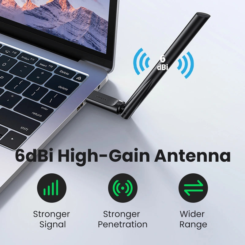 UGREEN AC650 High-Gain Dual Band Wireless USB Wi-Fi Adapter – CM496 – 90339