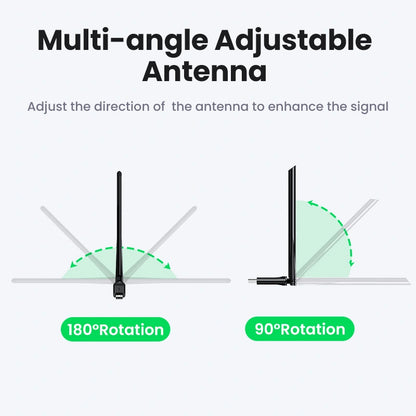 UGREEN AC650 High-Gain Dual Band Wireless USB Wi-Fi Adapter – CM496 – 90339