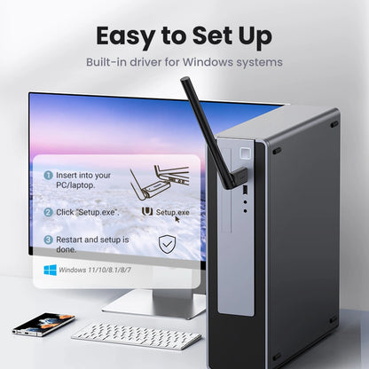 UGREEN AC650 High-Gain Dual Band Wireless USB Wi-Fi Adapter – CM496 – 90339