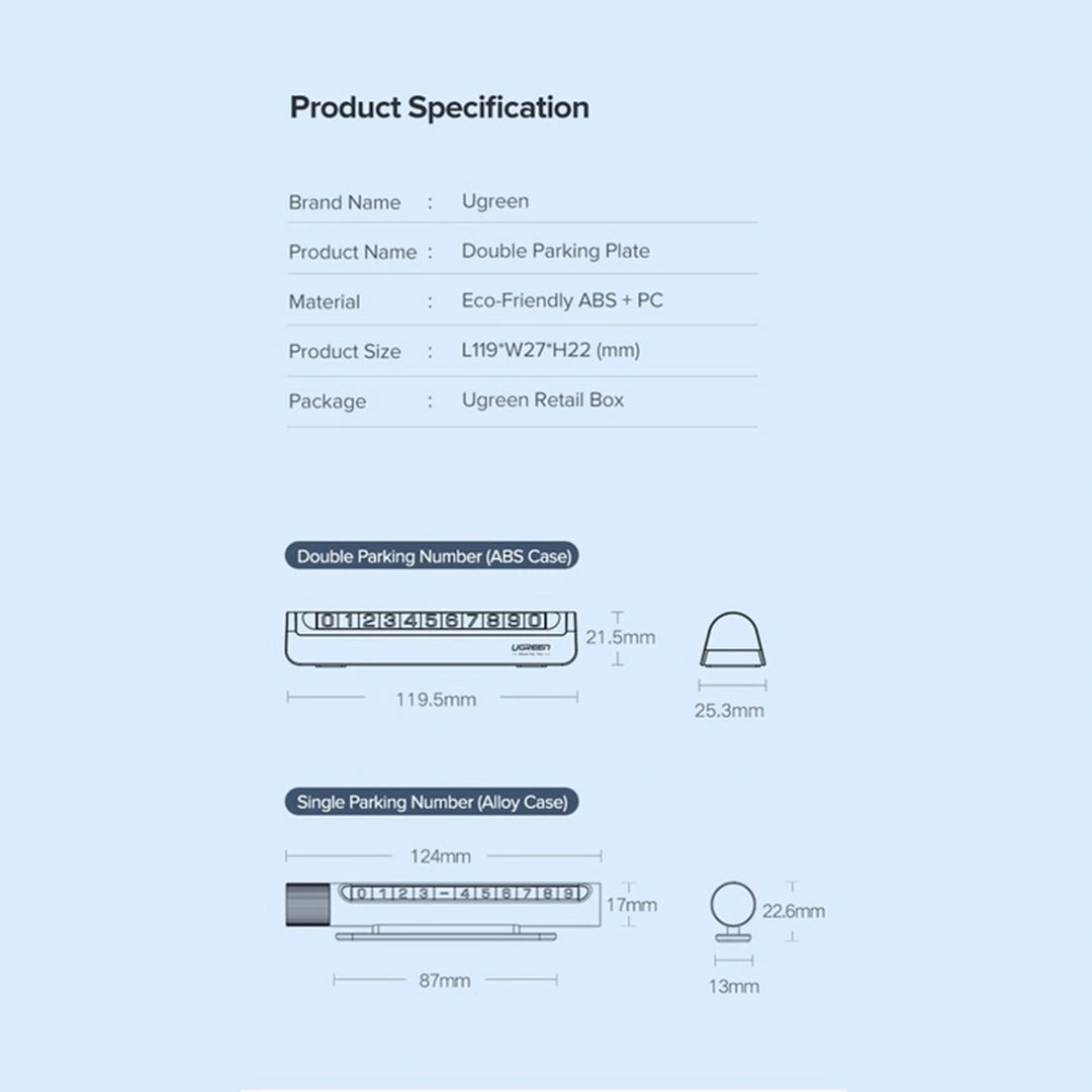 UGREEN Temporary Car Parking Card (Dual Numbers) – LP178 – 60326