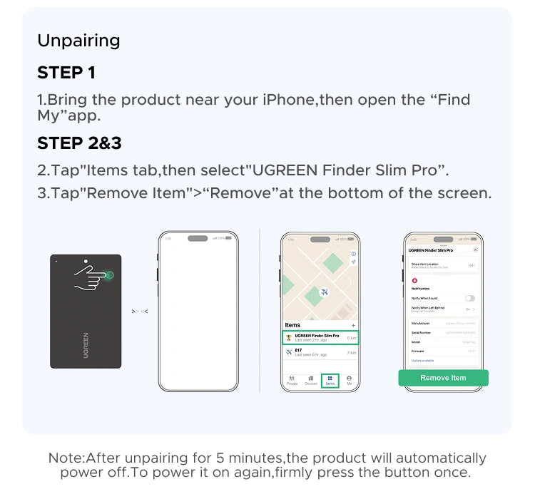 UGREEN Finder Slim Pro Tracker Android Find Hub + Apple Find My – CM915 – 75644