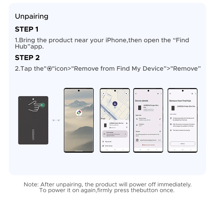 UGREEN Finder Slim Pro Tracker Android Find Hub + Apple Find My – CM915 – 75644
