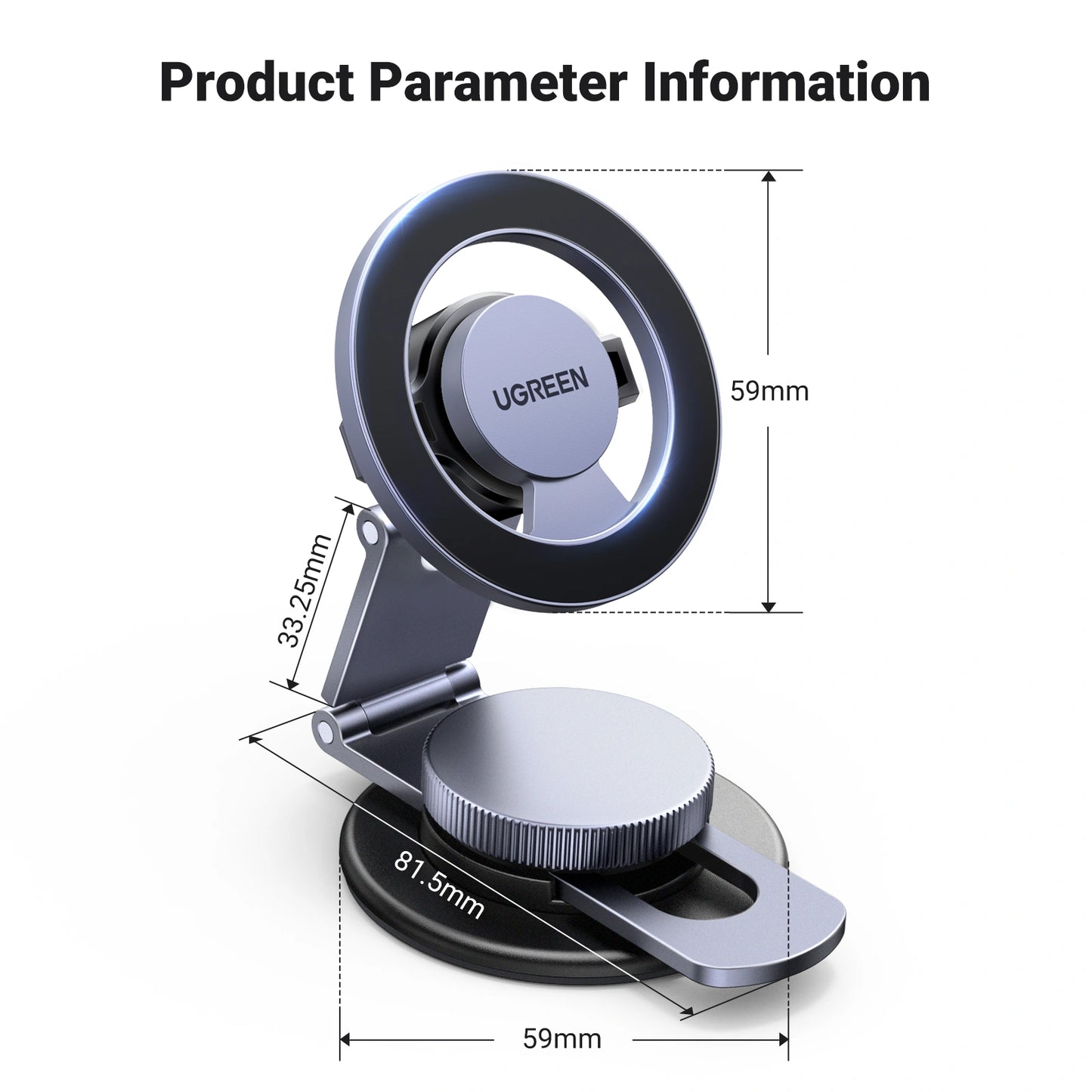 UGREEN Magnetic 360 Rotatable + Retractable Car Phone Holder Metal – LP865 – 45577