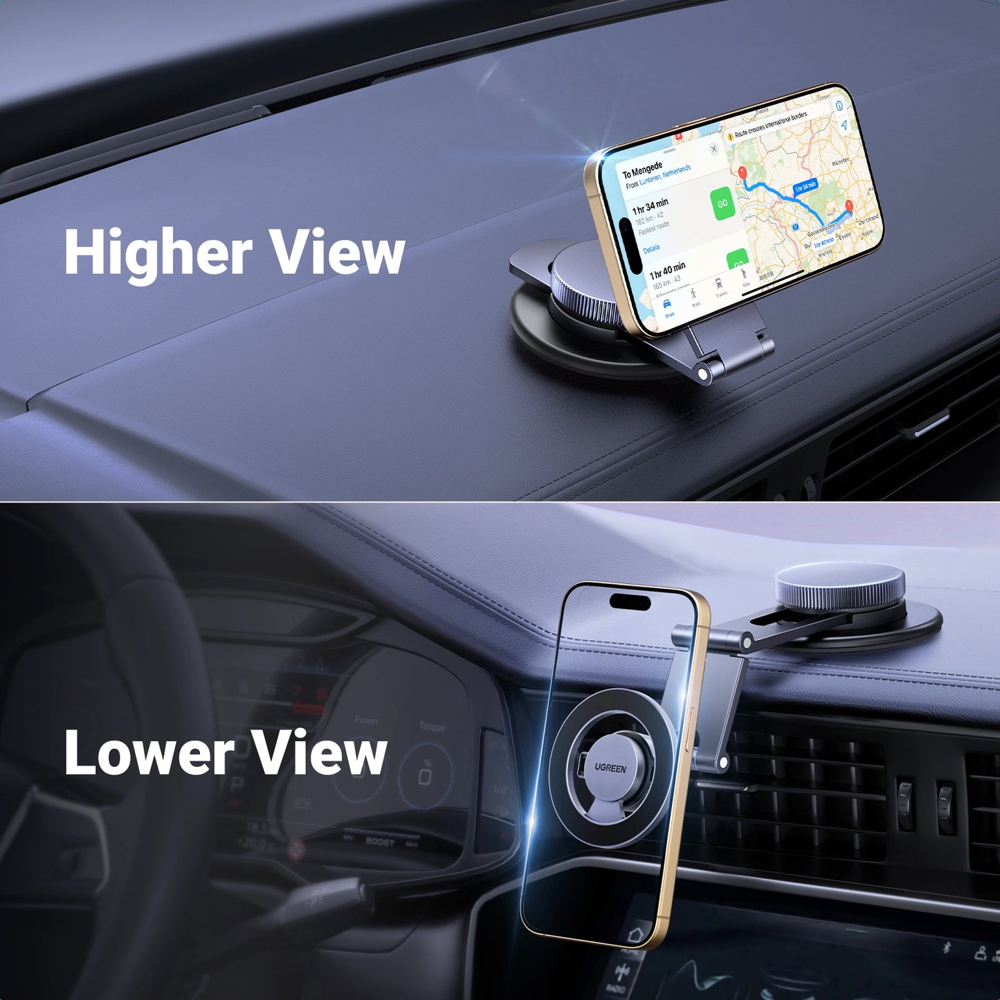 UGREEN Magnetic 360 Rotatable + Retractable Car Phone Holder Metal – LP865 – 45577