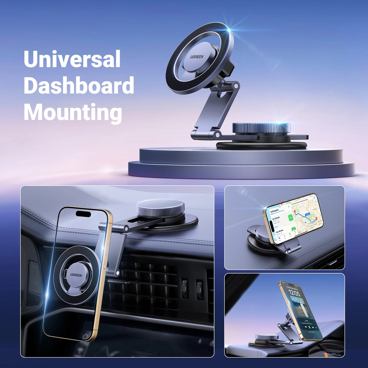 UGREEN Magnetic 360 Rotatable + Retractable Car Phone Holder Metal – LP865 – 45577