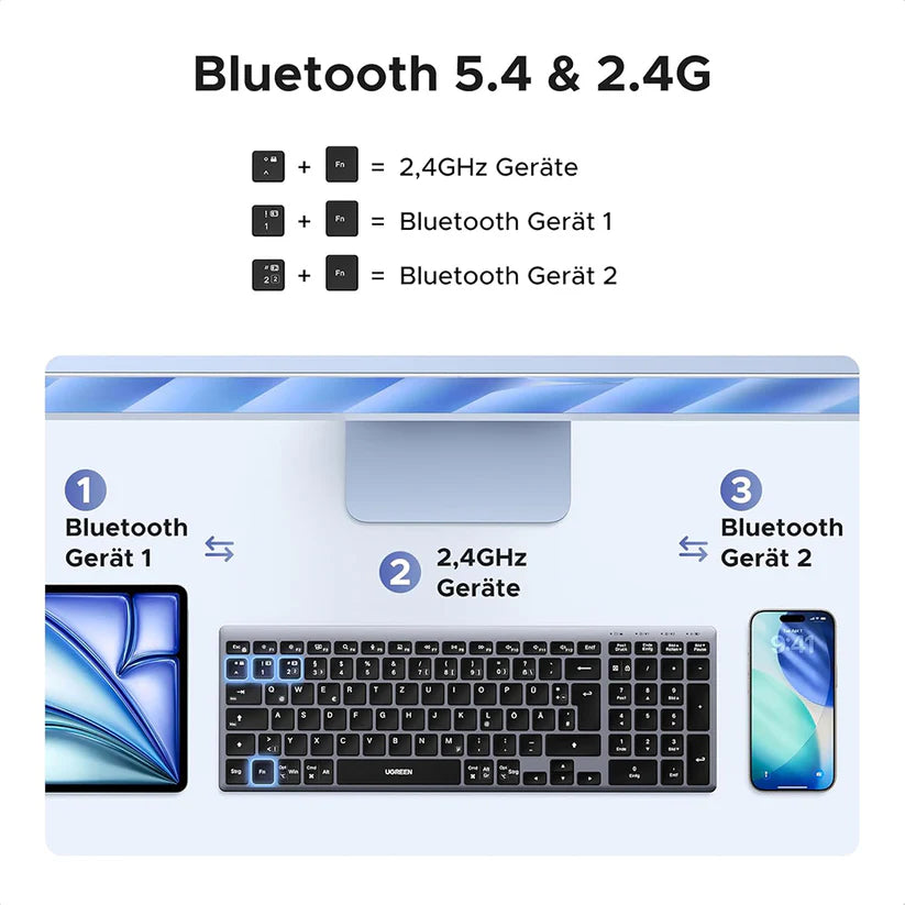 UGREEN Multi Mode Rechargeable Wireless & Bluetooth Keyboard – K552 – 75163
