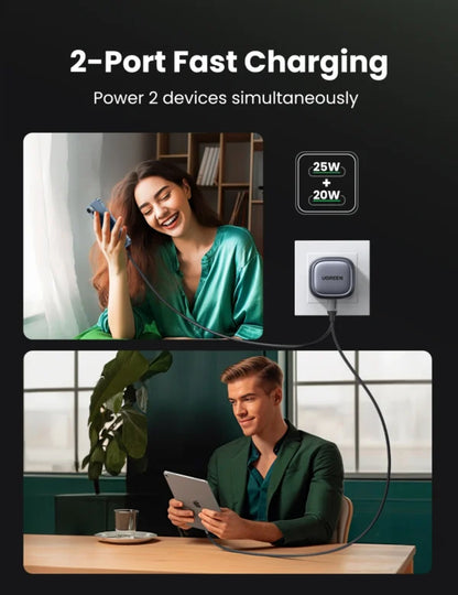 UGREEN 45W NexodeGaN Dual Type-C PD Fast Charging Adapter – CD294 - 90399