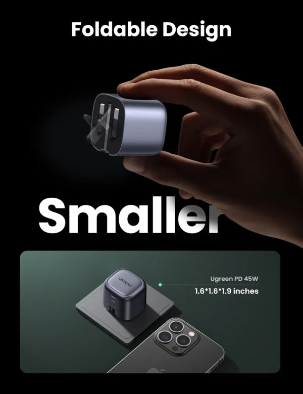UGREEN 45W NexodeGaN Dual Type-C PD Fast Charging Adapter – CD294 - 90399