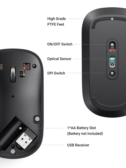 UGREEN Portable Wireless Mouse – Black – MU001 – 90372