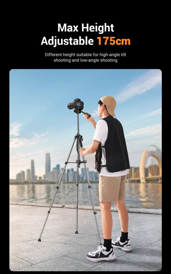 UGREEN Professional Tripod For Phone and Cameras (1.75m Maximum) – LP661 - 15187