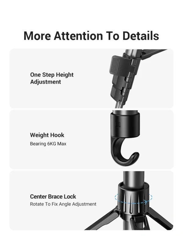 UGREEN Professional Tripod For Phone and Cameras (1.75m Maximum) – LP661 - 15187