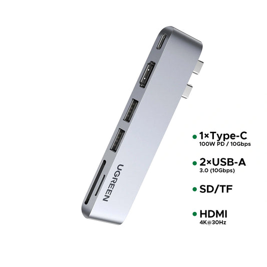 UGREEN 6 – in – 2 Thunderbolt Dual Port Type-C Multifunction Adapter (Macbook Air/Pro) – CM380 – 80856