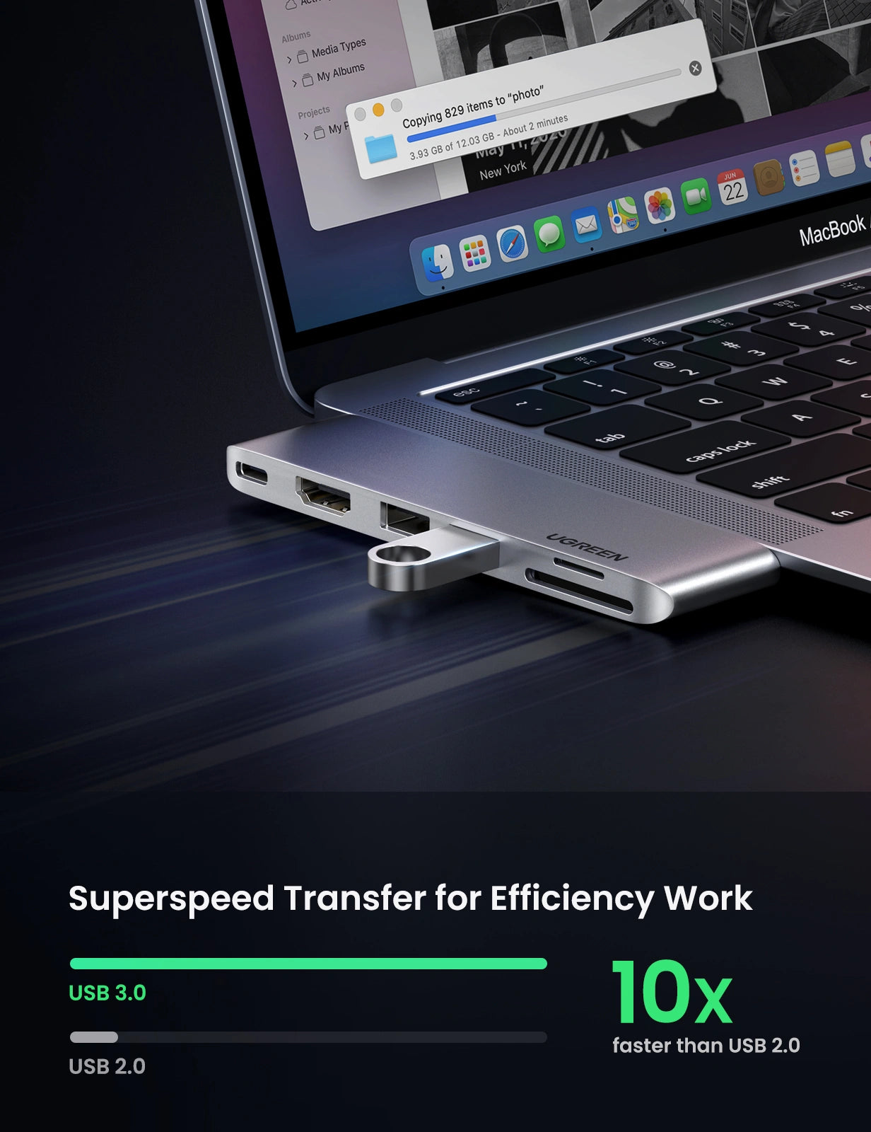 UGREEN 6 – in – 2 Thunderbolt Dual Port Type-C Multifunction Adapter (Macbook Air/Pro) – CM380 – 80856