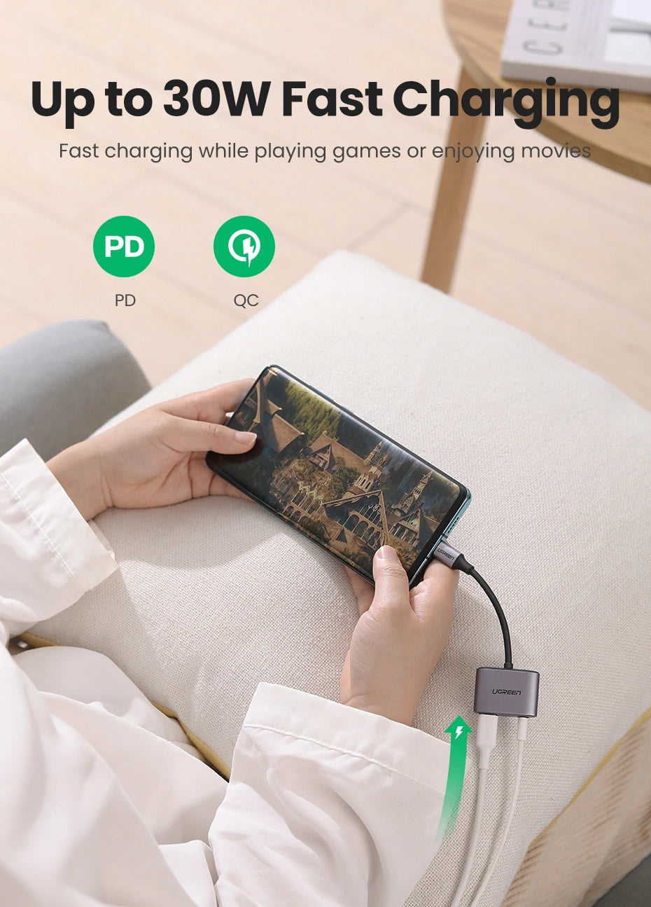 UGREEN Type-C to 3.5mm Audio with PD Charging Adapter – CM231 – 60164