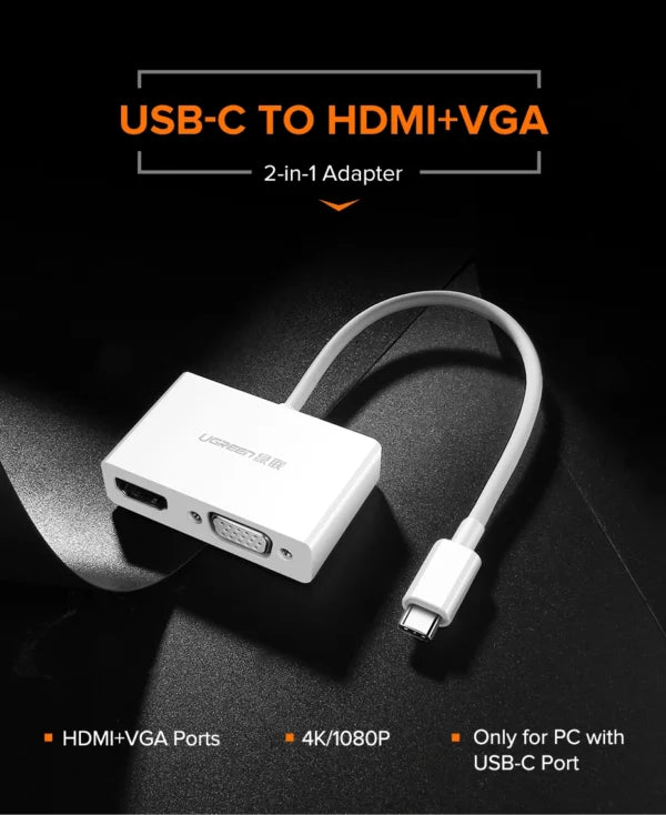 UGREEN Type C to HDMI + VGA Converter