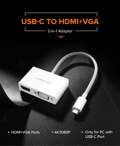 UGREEN Type C to HDMI + VGA Converter