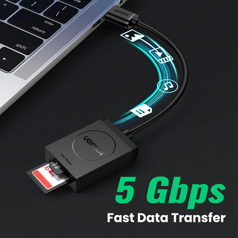 UGREEN USB 3.0 TF+SD Card Reader 5Gbps – CR127 – 20250