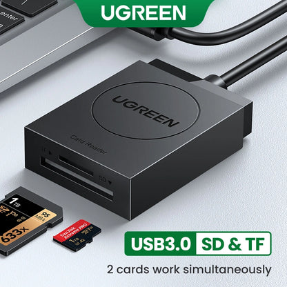 UGREEN USB 3.0 TF+SD Card Reader 5Gbps – CR127 – 20250