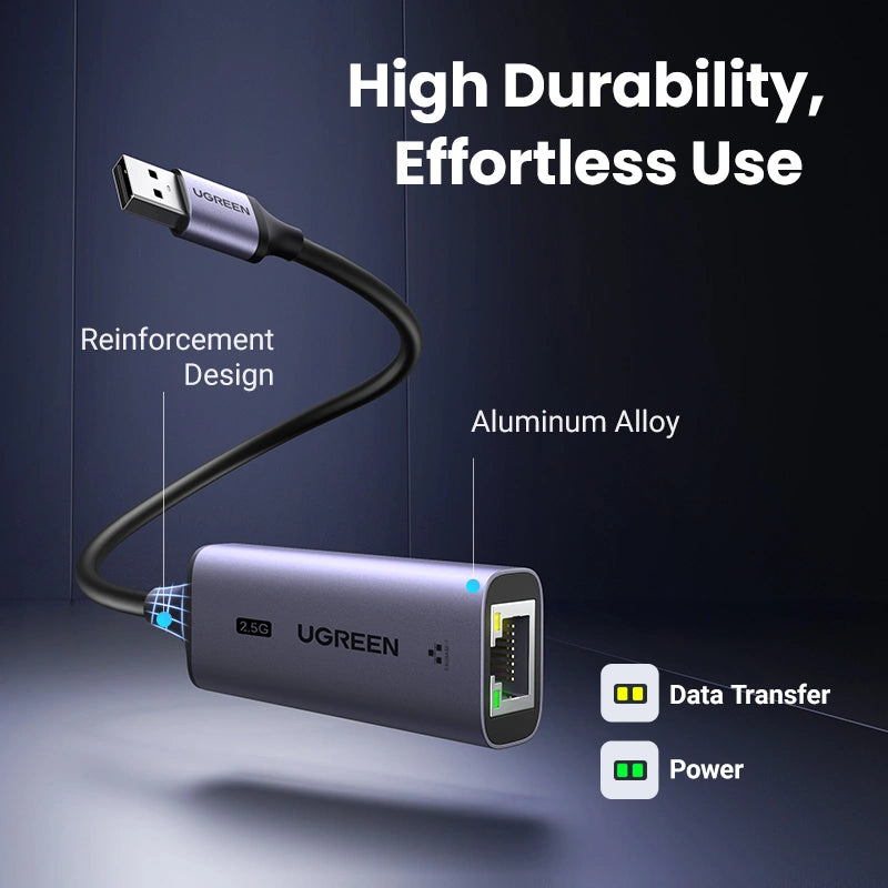 UGREEN 2.5G USB to RJ45 Ethernet Aluminum Alloy Adapter – CM648 – 25051
