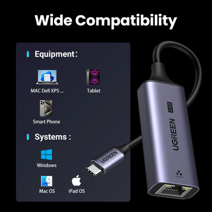 UGREEN 2.5G USB to RJ45 Ethernet Aluminum Alloy Adapter – CM648 – 25051
