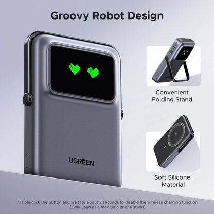 UGREEN 10000mah 20W Uno Series Magnetic Wireless Power Bank With Stand – PB572 - 45327