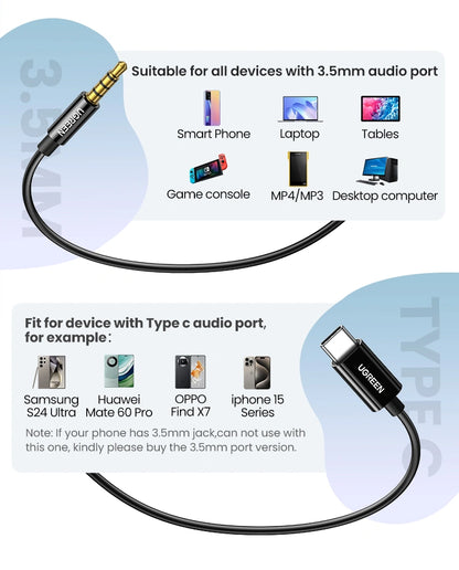 UGREEN Wired Earphones with Type-C Connector – EP106 – 35756