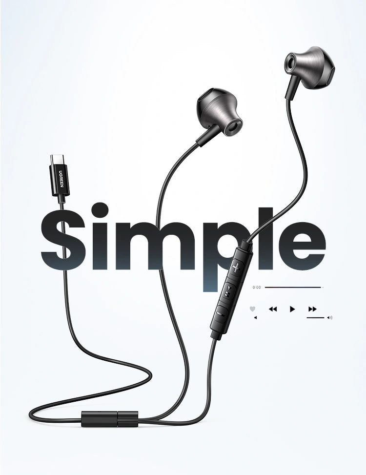 UGREEN Wired Earphones with Type-C Connector – EP106 – 35756