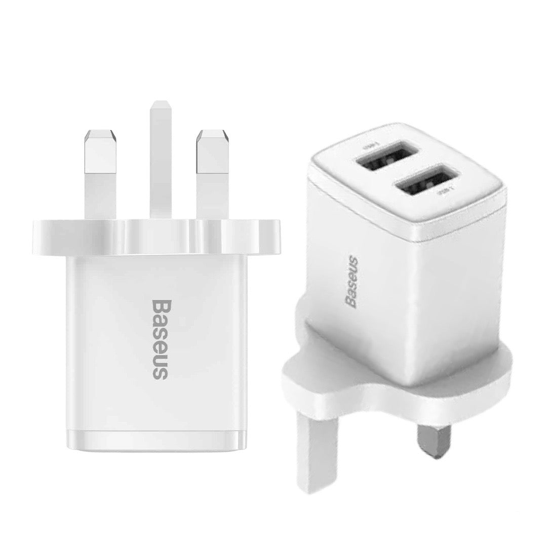 Baseus 10.5W Dual USB UK Pin Adapter white