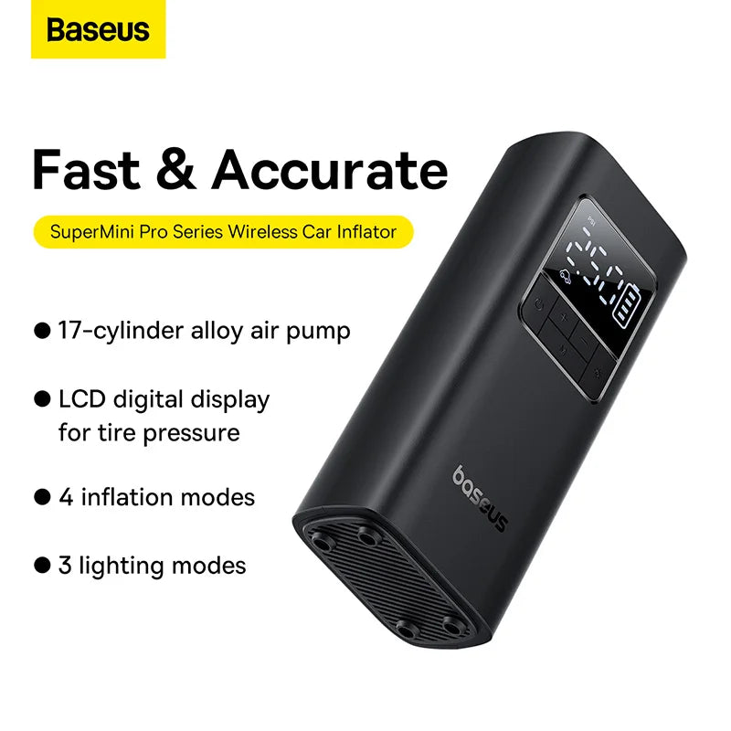 Baseus Super Mini Pro Series Wireless Car Inflator Cluster Black – C11159300111-00