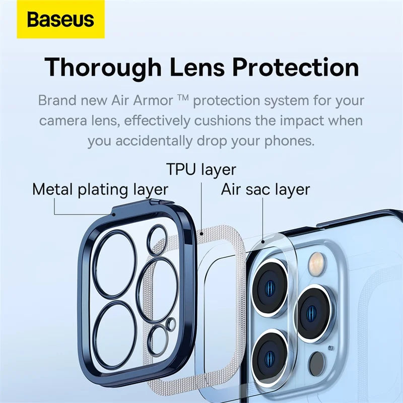 Baseus iPhone 14 Pro Glitter Series Magnetic Case (Pack of 1 with Full Coverage Tempered Glass Screen Protector and Cleaning kit), Blue -ARMC010503
