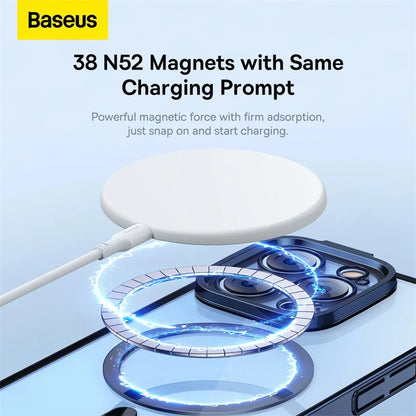 Baseus iPhone 14 Pro Glitter Series Magnetic Case (Pack of 1 with Full Coverage Tempered Glass Screen Protector and Cleaning kit), Blue -ARMC010503