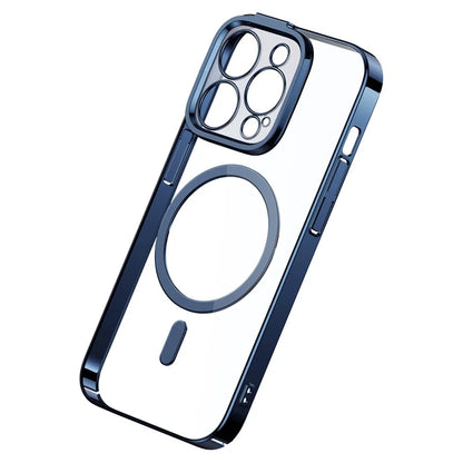 Baseus iPhone 14 Pro Glitter Series Magnetic Case (Pack of 1 with Full Coverage Tempered Glass Screen Protector and Cleaning kit), Blue -ARMC010503