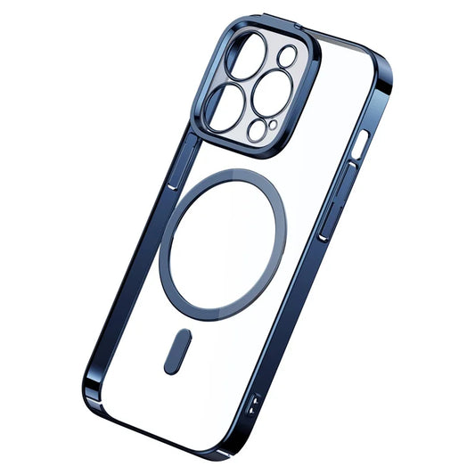 Baseus iPhone 14 Pro Glitter Series Magnetic Case (Pack of 1 with Full Coverage Tempered Glass Screen Protector and Cleaning kit), Blue -ARMC010503