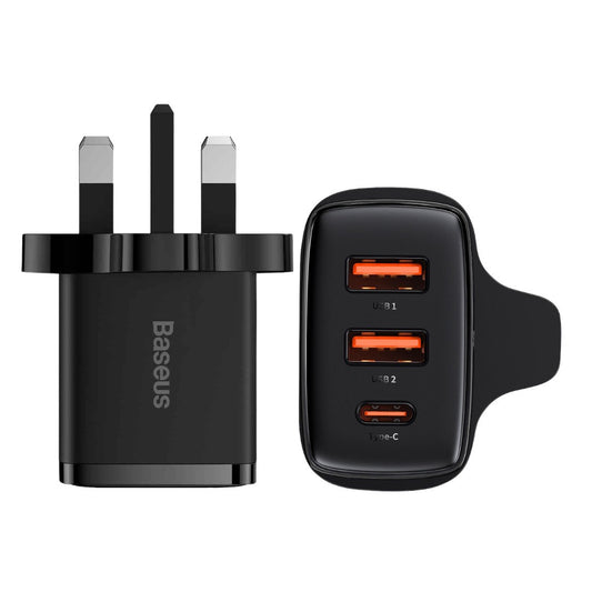 Baseus 30W 2U+C Compact Fast Charger UK Black